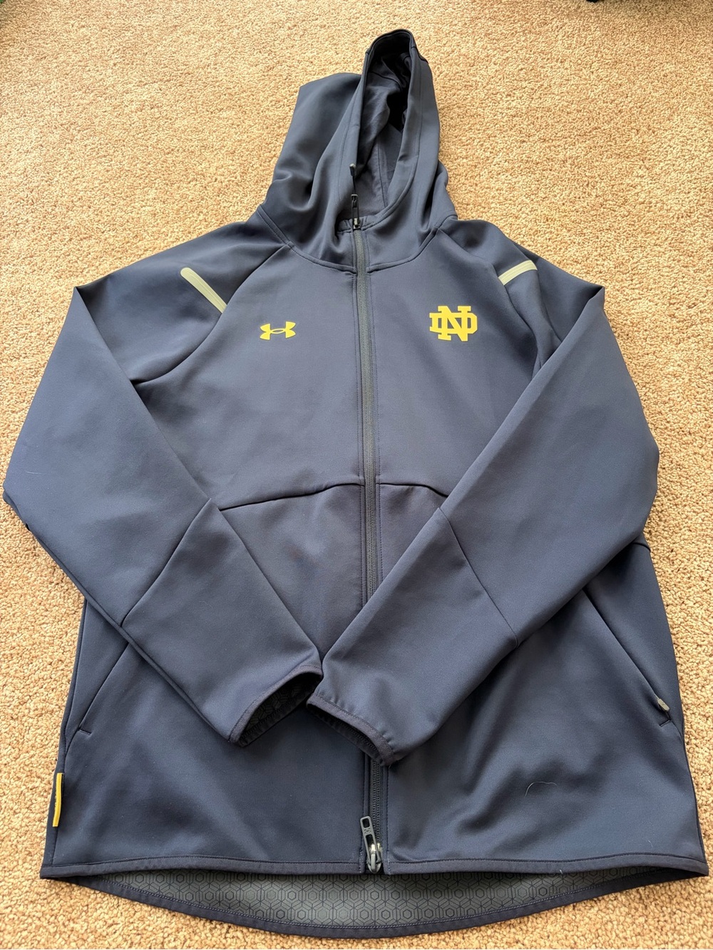 Women’s Under Armour Notre Dame Team Issued Navy Hooded Full-Zip Jacket - RARE